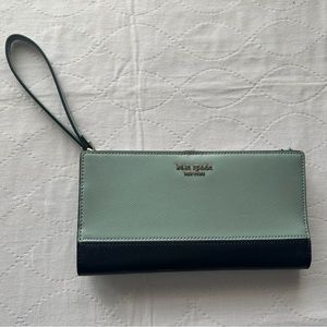 Kate Spade Spencer Continental Wristlet Frosted Spearmint EUC